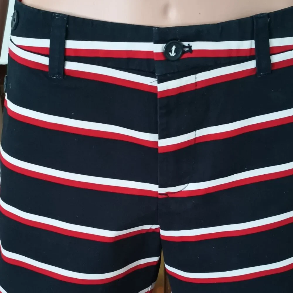 Tommy Hilfiger Striped Chino Shorts 10 Women's Red White Black Nautical